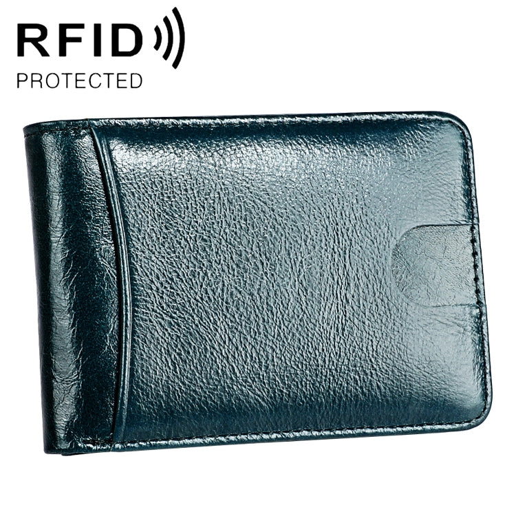 KB186 Antimagnetic RFID Mini Crazy Horse Texture Leather Billfold Card Wallet for Men and Women