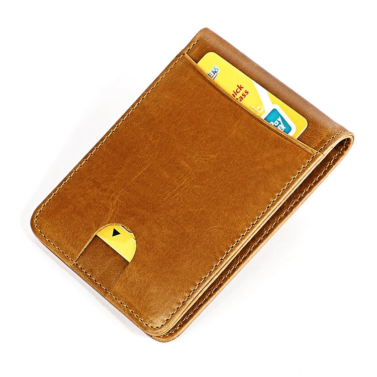KB186 Antimagnetic RFID Mini Crazy Horse Texture Leather Billfold Card Wallet for Men and Women
